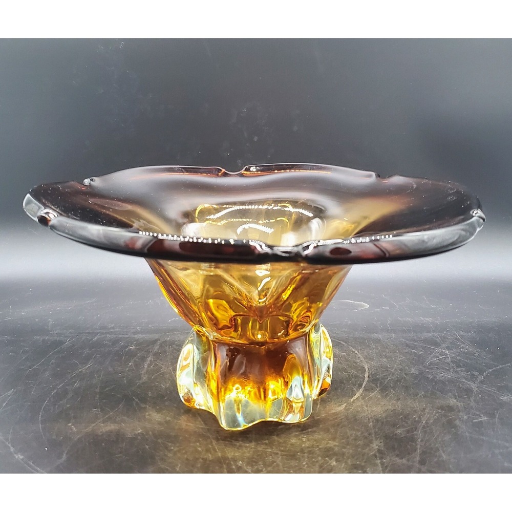 Vintage Murano Jordan Import Company Mid Century Pedestal Bowl 9.5"